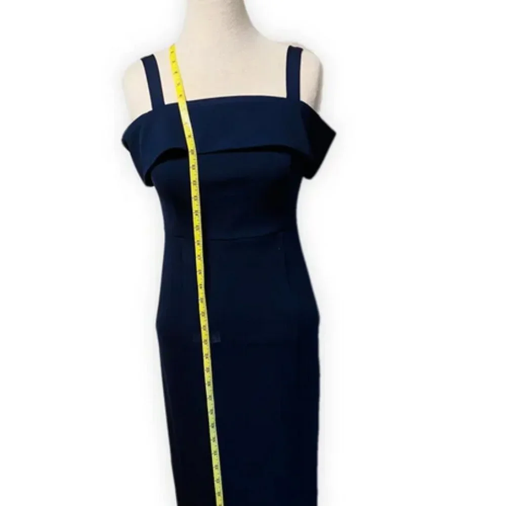 Le Château Navy Off Shoulder Cocktail Dress | Bodycon Midi | Size S - Picture 9 of 10